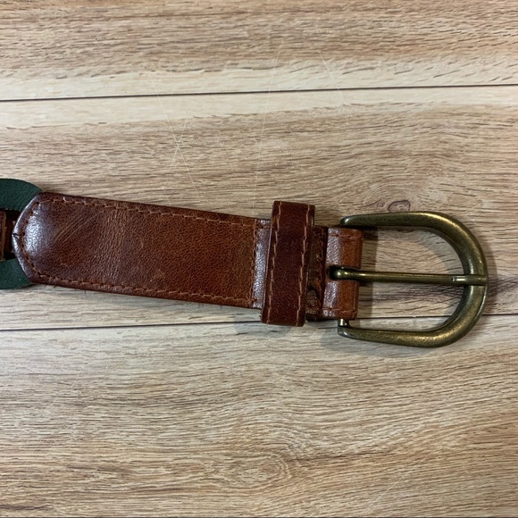Braided Circles Leather Belt Green Brown Black - Picture 5 of 7
